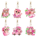 Kit Completo - Pingente em Pintura Diamantes - Coruja Rosa