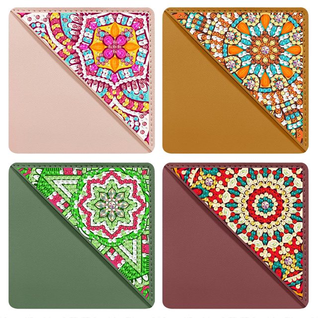 Kit 4 Marcadores de Livros Diagonal - Pintura em Diamante - Mandala flor 2