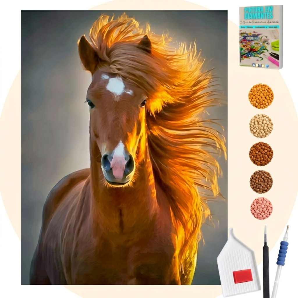 Kit Completo - Pintura em Diamantes - Alazão