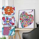 Kit Completo - Pintura em Diamantes - Coração Florido - 30x30
