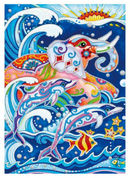 Pintura em Diamantes - Tela Fluorescente - Ondas