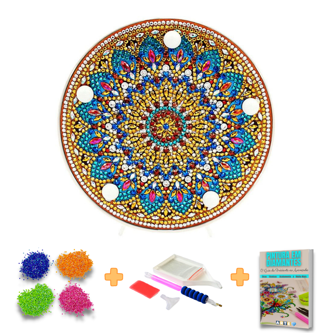Kit completo - Mandalas em Abajur com Pintura em Diamantes - Impulso