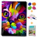 Kit Completo - Pintura em Diamantes - Gatinho colorful