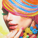 Kit Completo - Pintura em Diamantes - Dama Colorida - 30x40