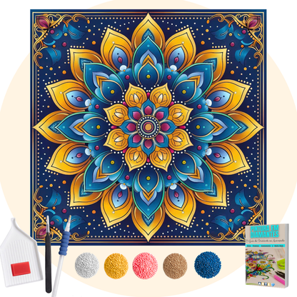 Kit Completo - Pintura em Diamantes - Mandala Yellow