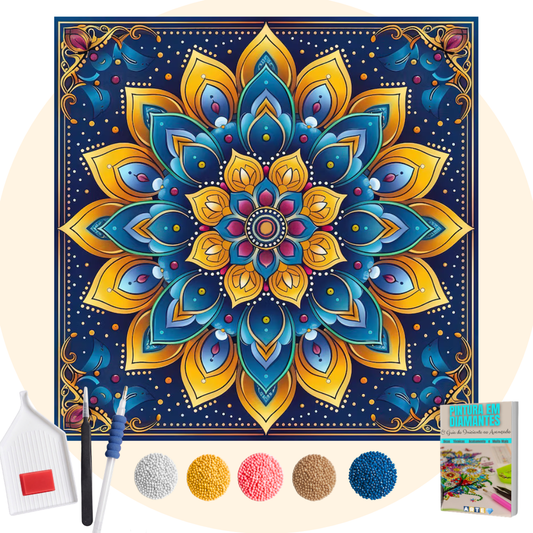Kit Completo - Pintura em Diamantes - Mandala Yellow
