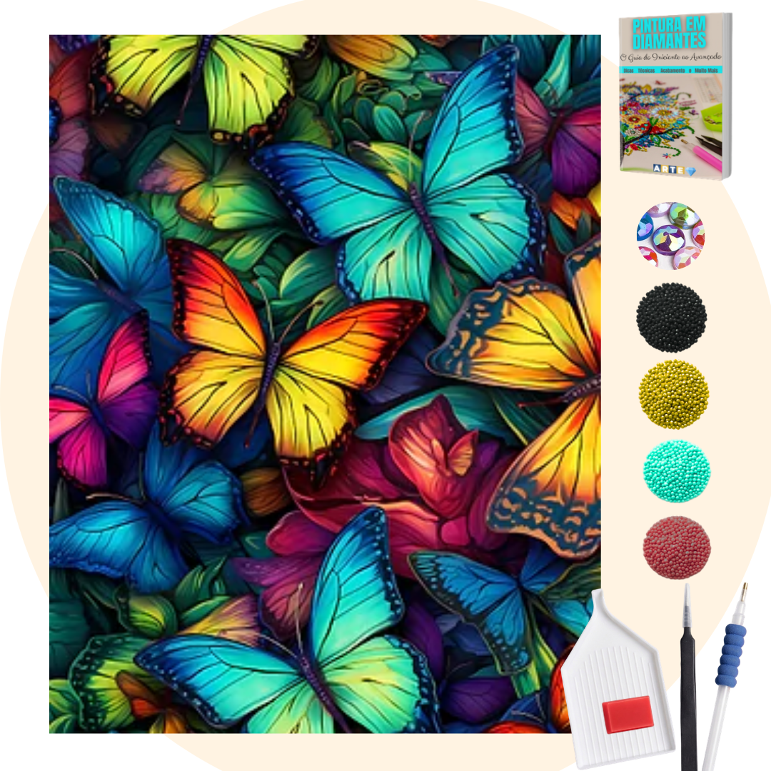 Kit Completo - Pintura em Diamantes Especiais MR - Borboletas
