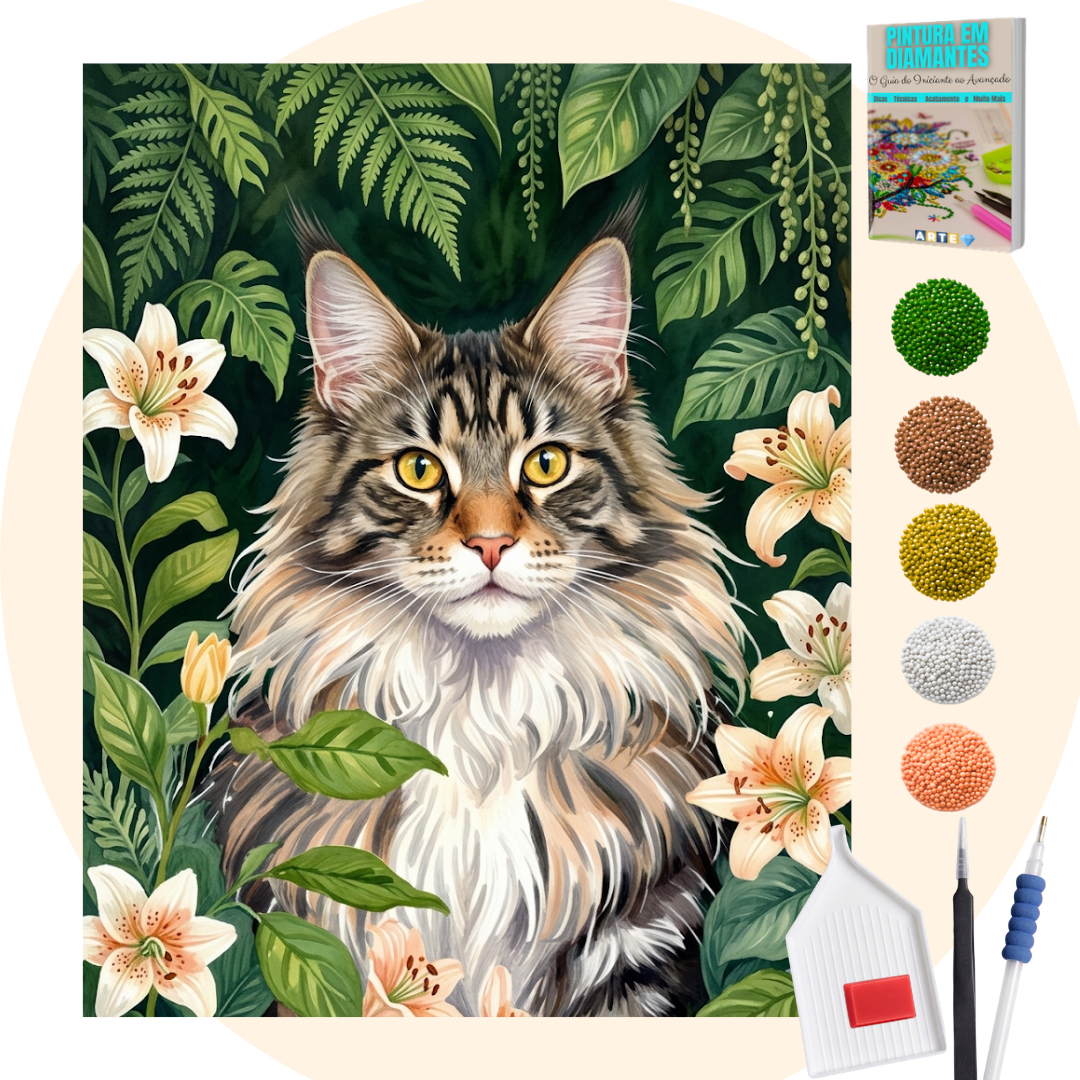 Kit Completo - Pintura em Diamantes - Mainee Coon