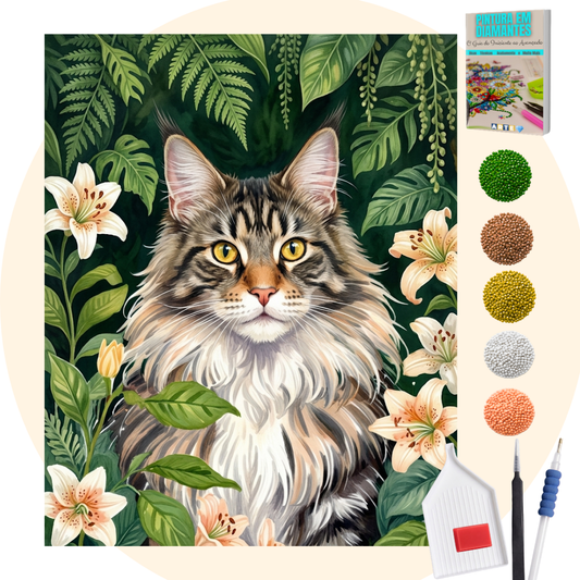 Kit Completo - Pintura em Diamantes - Mainee Coon