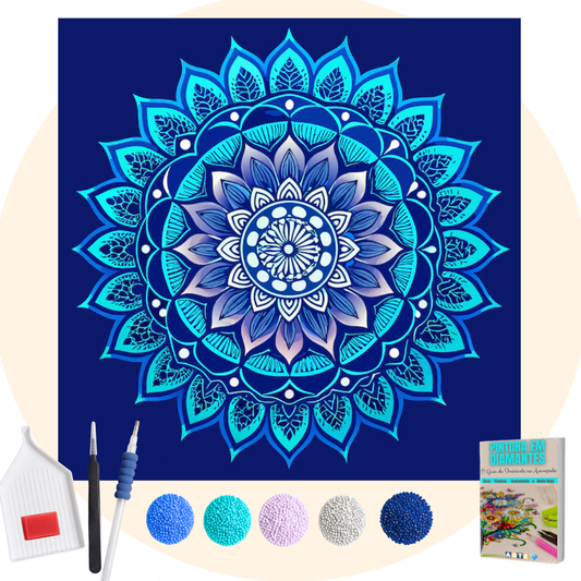 Kit Completo - Pintura em Diamantes - Mandala Blue