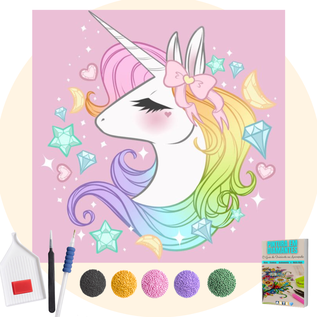 Kit Completo - Pintura em Diamantes - Doce Unicórnio