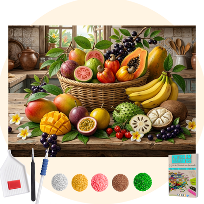 Kit Completo - Pintura em Diamantes - Frutas brasileiras
