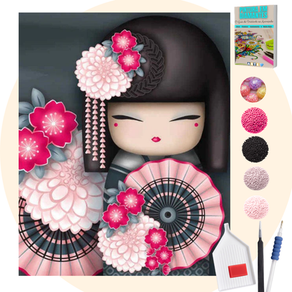 Kit Completo - Pintura em Diamantes Especiais Pó Mágico - Gueixa