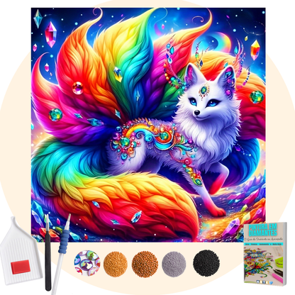 Kit Completo -Pintura em Diamantes Especiais MR - Raposa 9 caudas