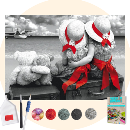 Kit Completo - Pintura em Diamantes Especiais Pó Mágico - Amigas