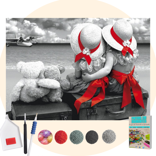 Kit Completo - Pintura em Diamantes Especiais Pó Mágico - Amigas