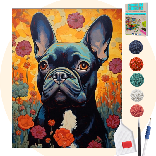 Kit Completo - Pintura em Diamantes - Bulldog preto