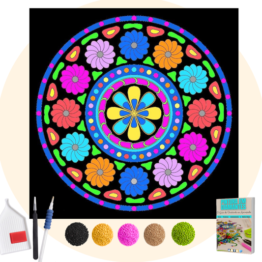 Kit Completo - Pintura em Diamantes - Mandala flowers