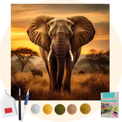 Kit Completo -  Pintura em Diamantes - Elefante