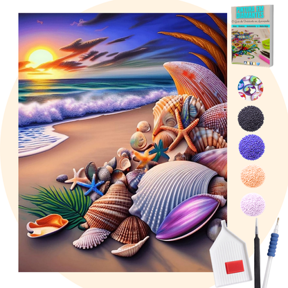 Kit Completo - Pintura em Diamantes Especiais MR - Conchas