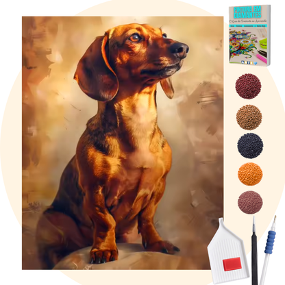 Kit Completo - Pintura em Diamantes - Salsicha Toffee