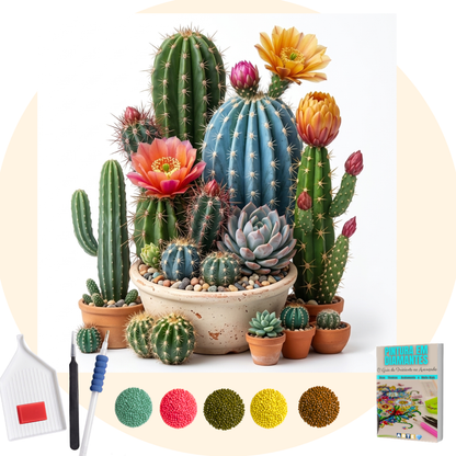 Kit Completo - Pintura em Diamantes - Cactus Lovers