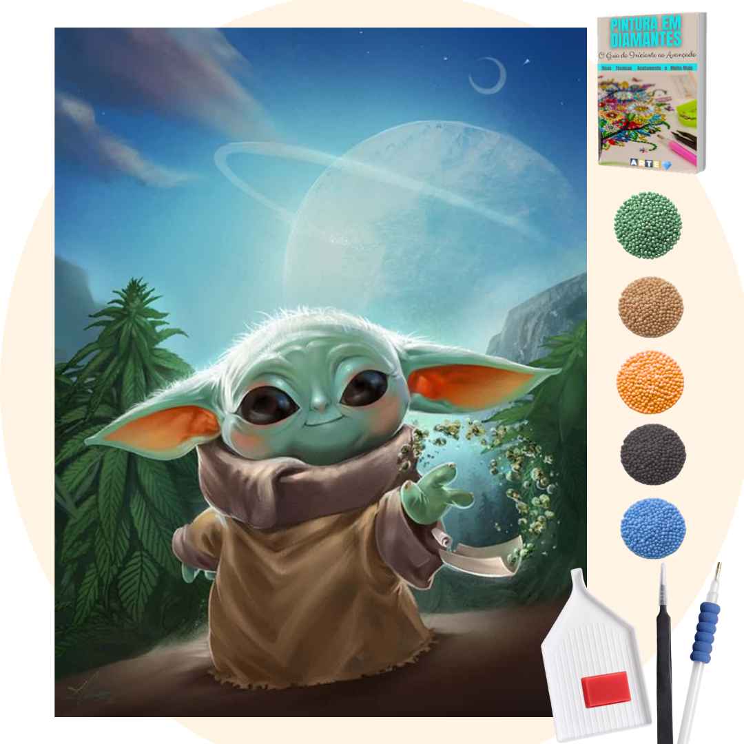 Kit Completo - Pintura em Diamantes - Baby Yoda