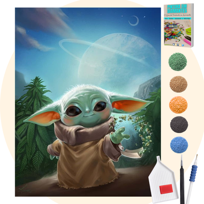 Kit Completo - Pintura em Diamantes - Baby Yoda