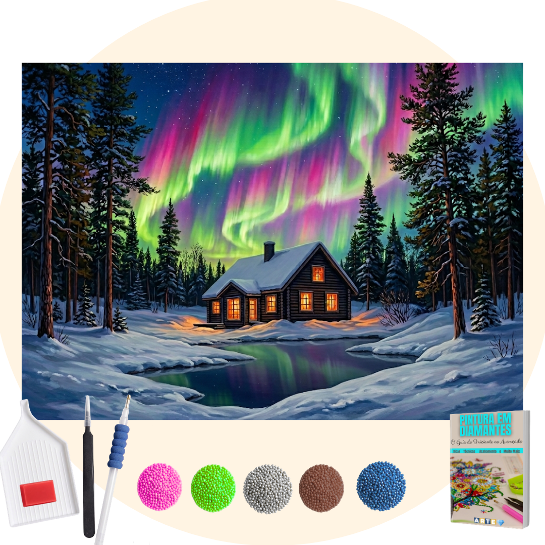 Kit Completo - Pintura em Diamantes - Casinha Boreal