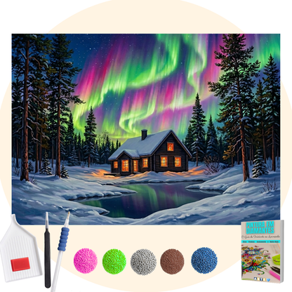 Kit Completo - Pintura em Diamantes - Casinha Boreal