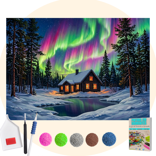 Kit Completo - Pintura em Diamantes - Casinha Boreal