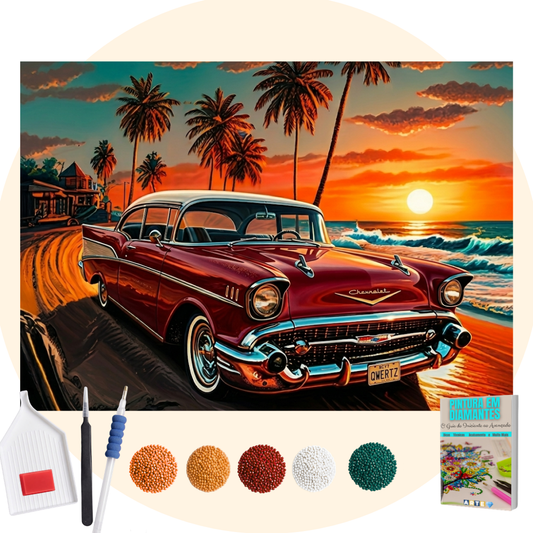 Kit Completo - Pintura em Diamantes - Carro vermelho