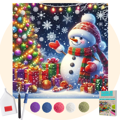 Kit Completo - Pintura em Diamantes - Boneco de Neve