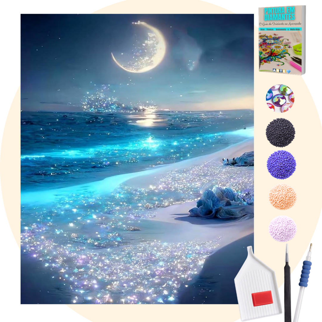 Kit Completo - Pintura em Diamantes Especiais MR - Brilho Noturno