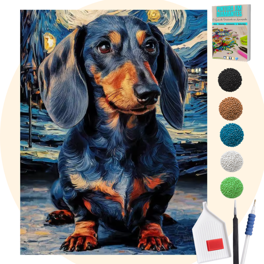Kit Completo - Pintura em Diamantes - Salsicha Gogh