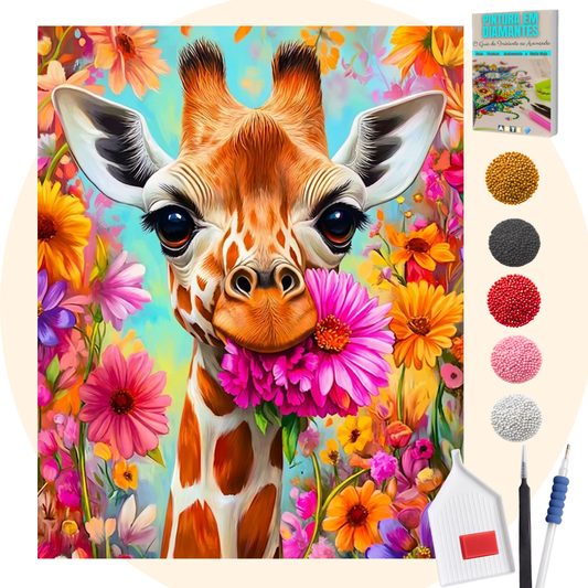 Kit Completo - Pintura em Diamantes - Girafa