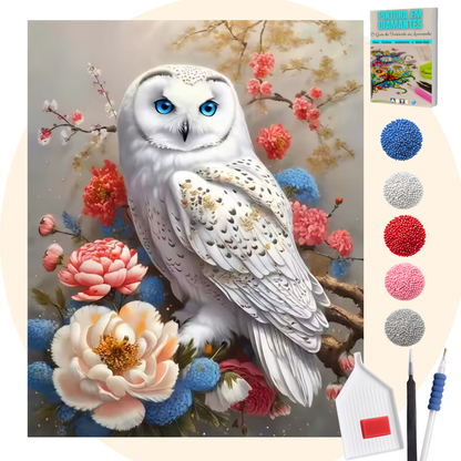 Kit Completo - Pintura em Diamantes - Coruja Branca