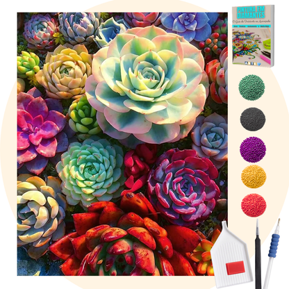 Kit Completo - Pintura em Diamantes - Suculentas