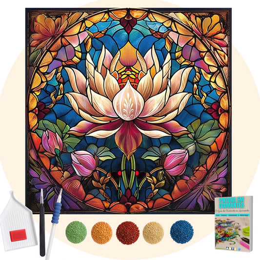 Kit Completo - Pintura em Diamantes - Lótus Mosaico