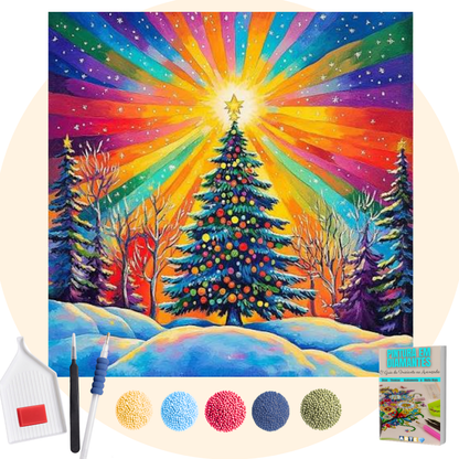 Kit Completo - Pintura em Diamantes - Árvore Arco Iris