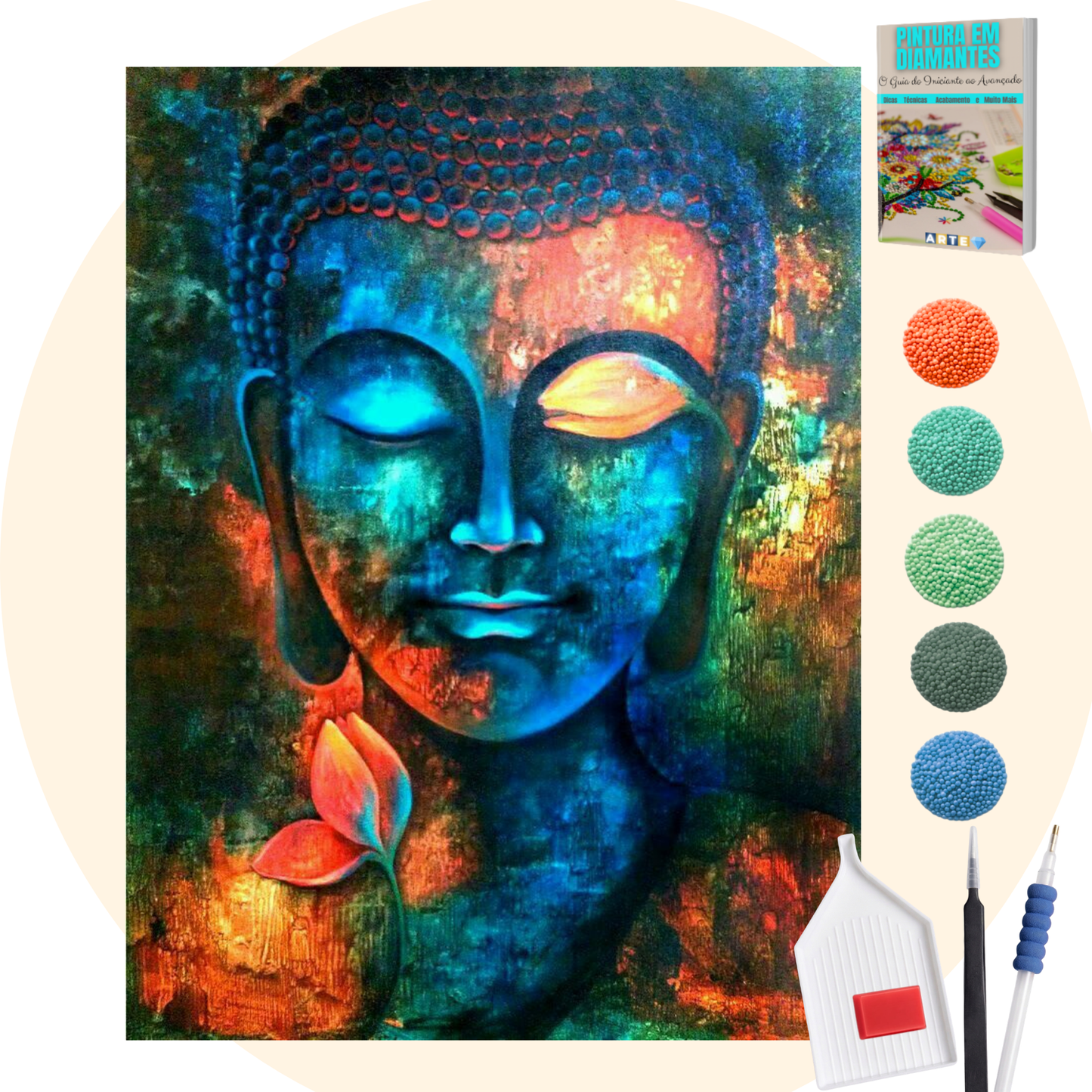 Kit Completo - Pintura em Diamantes - Buda