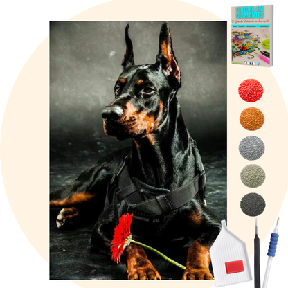 Kit Completo - Pintura em Diamantes - Doberman