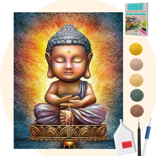 Kit Completo - Pintura em Diamantes - Meditação Buda