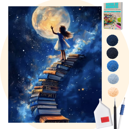 Kit Completo - Pintura em Diamantes - Escada de Livros