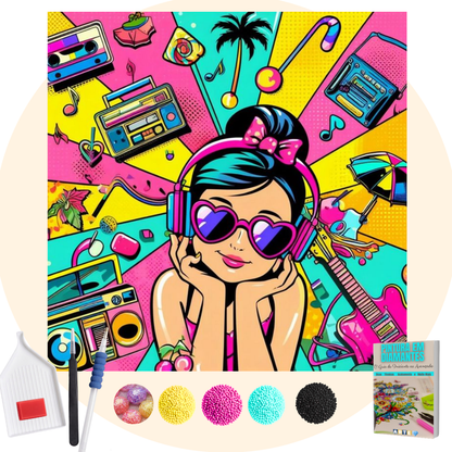 Kit Completo - Pintura em Diamantes Especiais Pó Mágico - Mulher Pop Arte