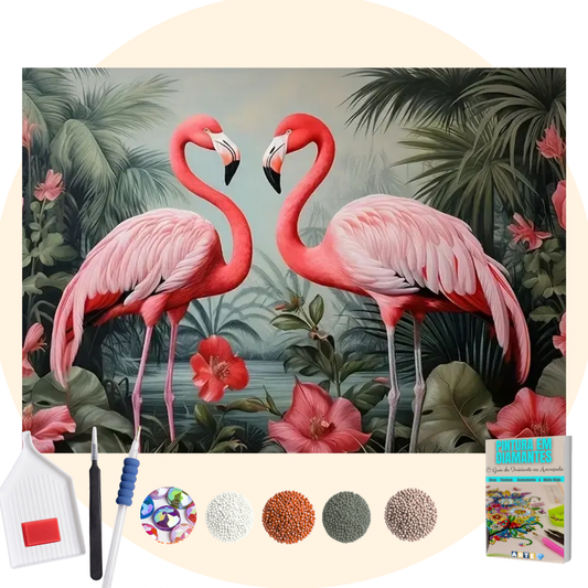 Kit Completo - Pintura em Diamantes Especiais MR - Flamingos