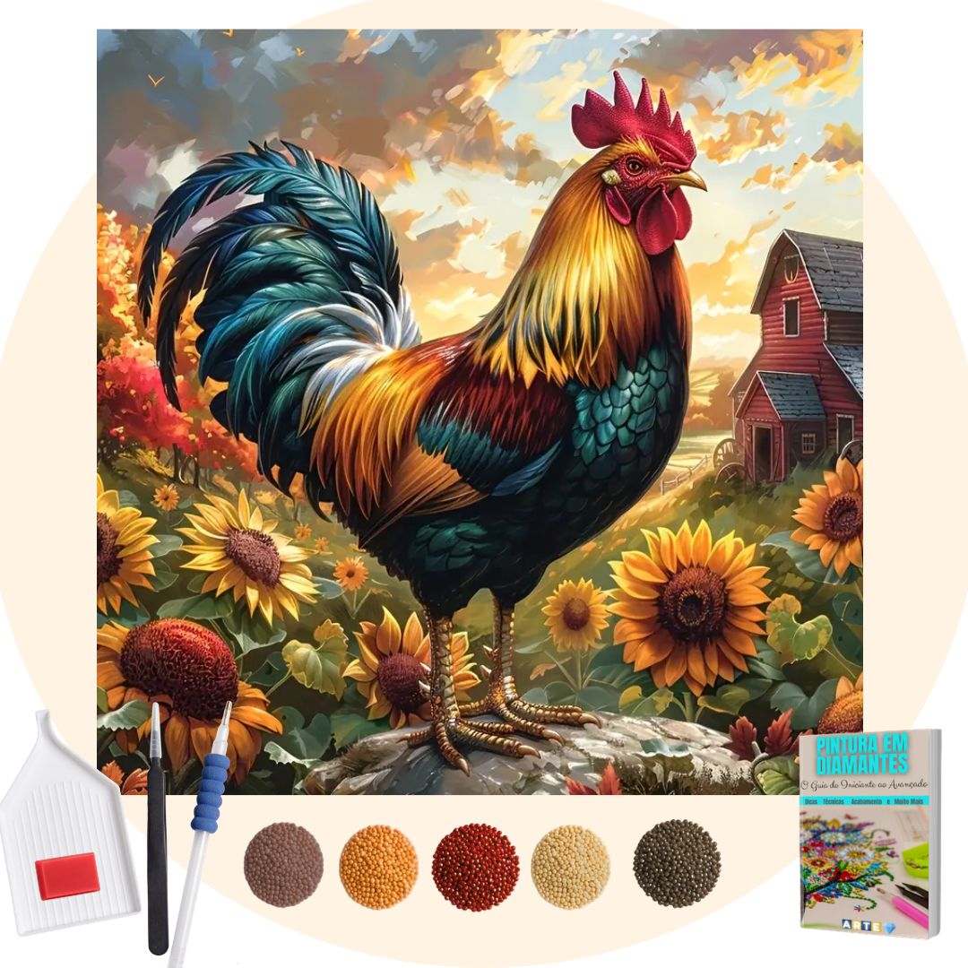 Kit Completo -  Pintura em Diamantes - Galo