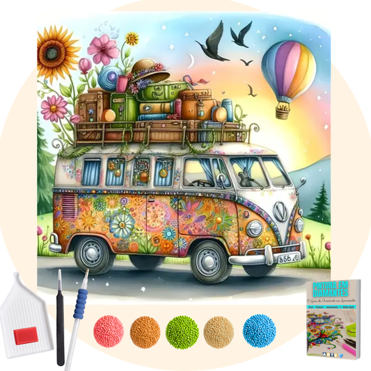 Kit Completo - Pintura em Diamantes - Kombi