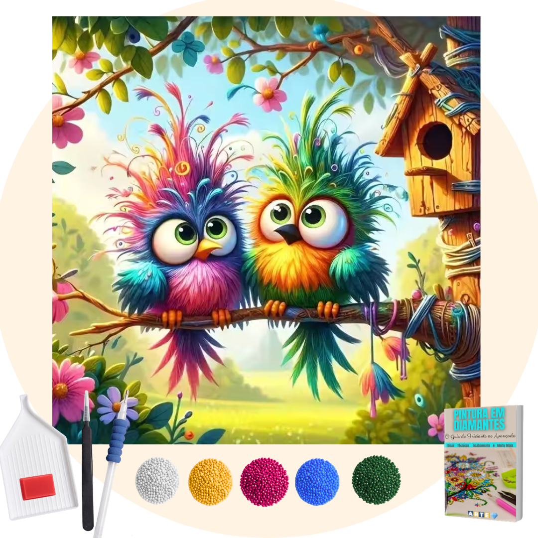 Kit Completo -  Pintura em Diamantes - Casal Cansado