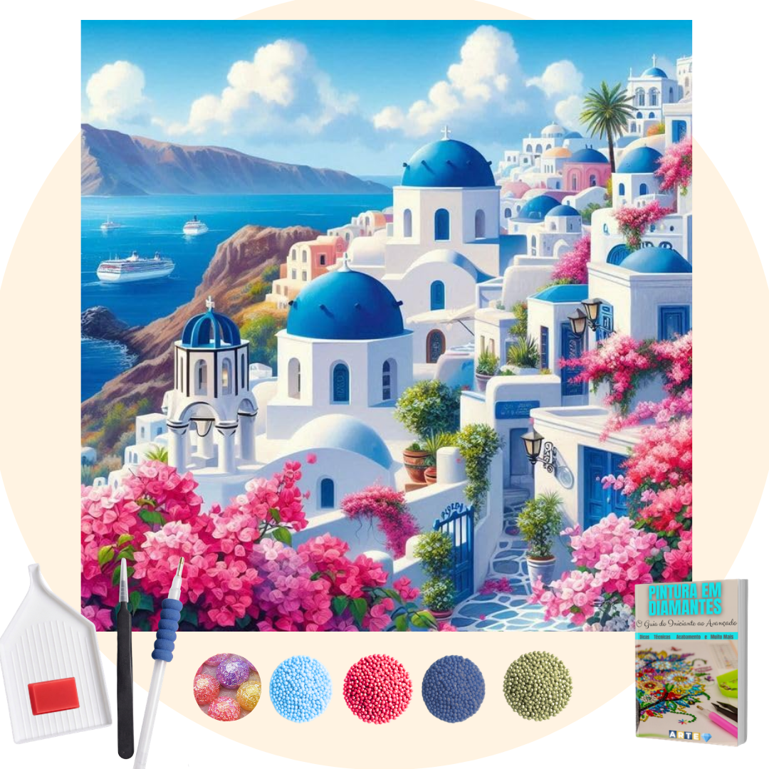 Kit Completo - Pintura em Diamantes Especiais Pó Mágico - Santorini